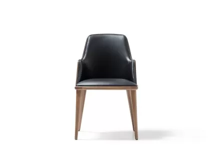 Paris wooden luxury leather armrest walnut chair