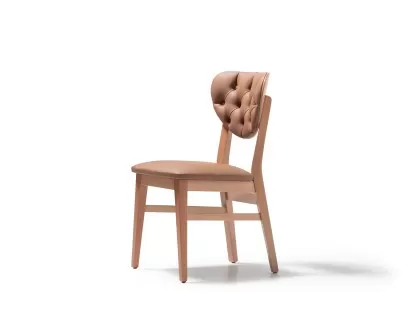 Diamond chair wood quilted leather