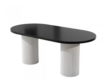 white black oval dining table bohemian