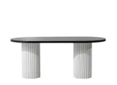 white black oval dining table bohemian