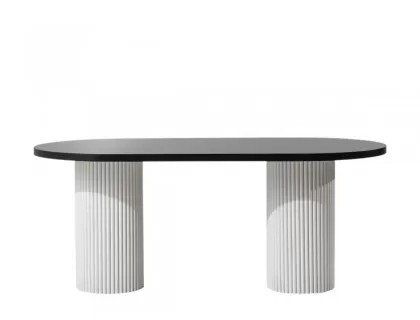 white black oval dining table bohemian