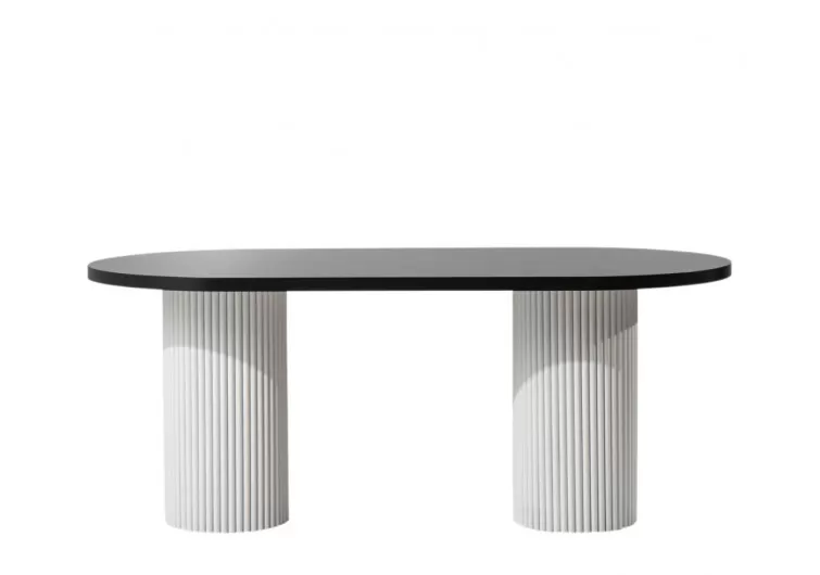 white black oval dining table bohemian
