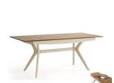 Camel extendable walnut-ecru rectangular dining table
