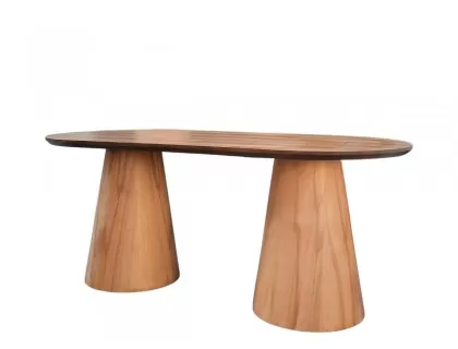 Walnut oval tapered wooden legged dining table bohemian
