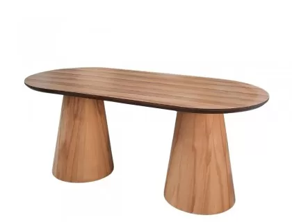 Walnut oval tapered wooden legged dining table bohemian