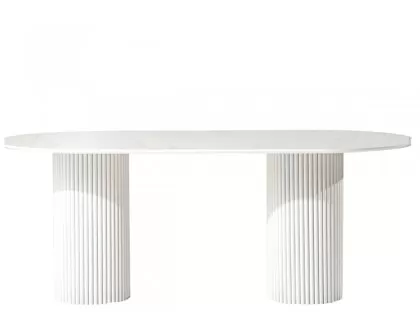 White marble pattern oval dining table bohemian