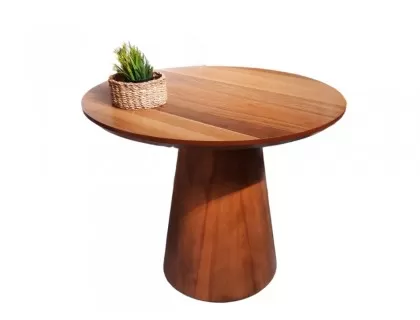 Ceviz kaplama masa konik ayak 100cm çap