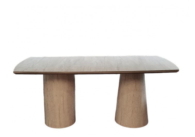 Traverten kavis masa konik ayaklı 180cm x 90cm