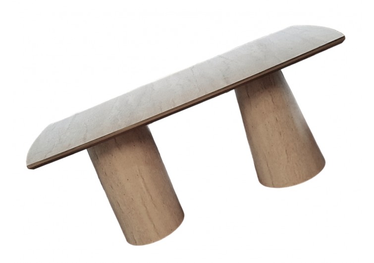 Traverten kavis masa konik ayaklı 180cm x 90cm
