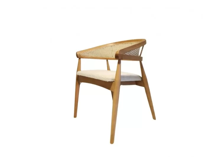 Gazel wicker arm wooden chair