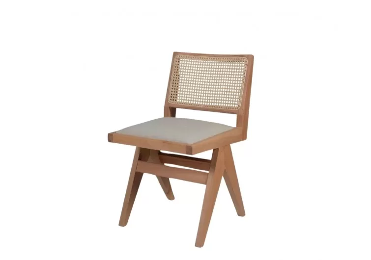 Rhodes wooden chair with wicker